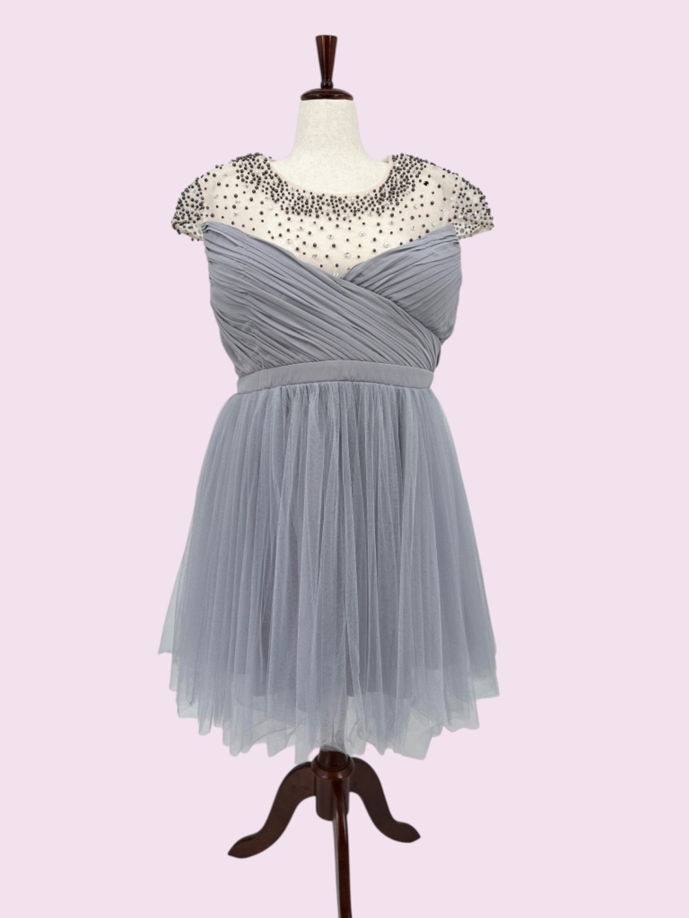 Little Mistress Embellished Tulle Skater Dress Size 20 - Picture 3 of 12